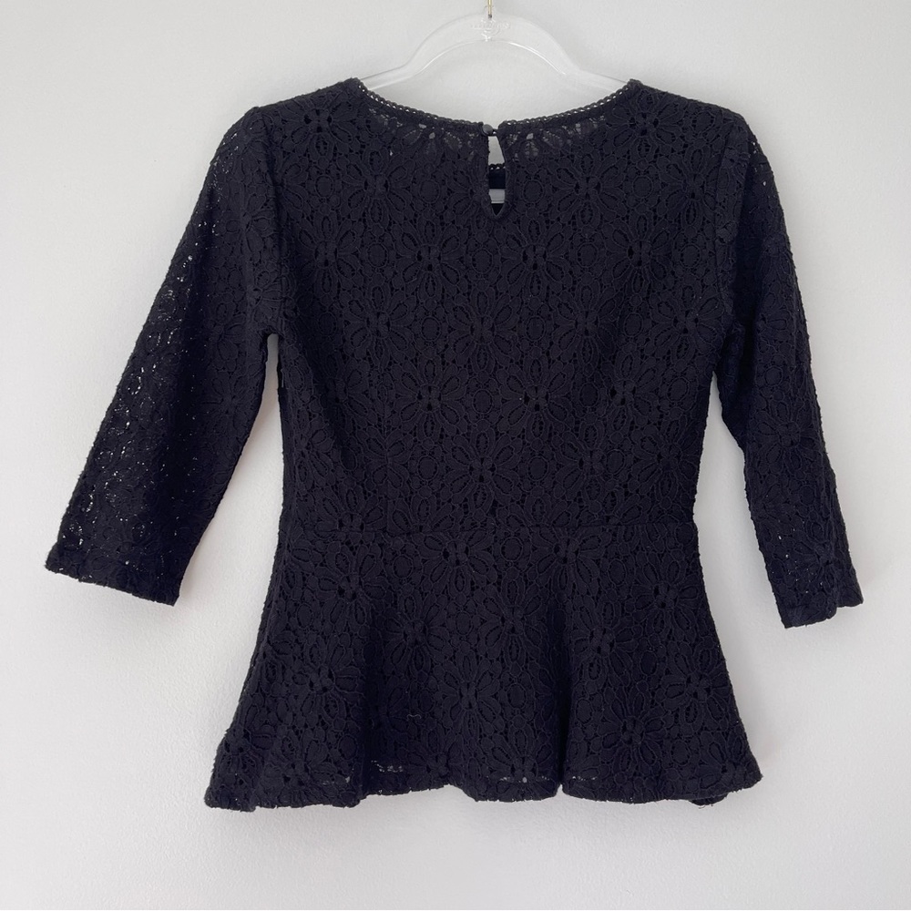 Anthropologie‎ Moulinette Soeurs Black Eyelet Lace Peplum Top Sz 4 - Picture 9 of 9